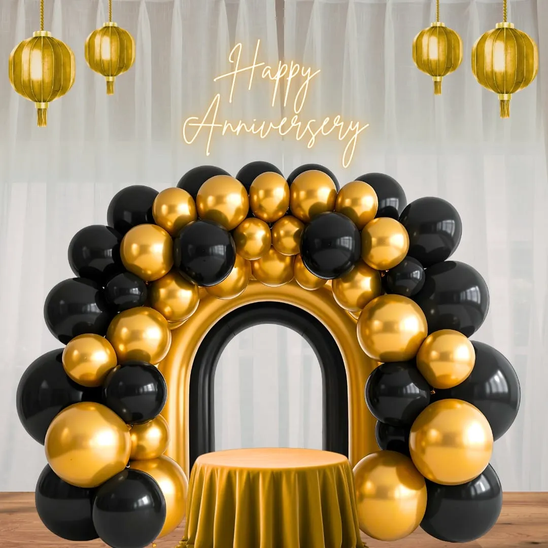 Anniversary Ballon Decoration Black & Golden Theme